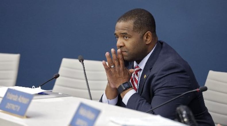 Atlanta City Council President Ceasar Mitchell waits during proclamations commendations in this 2016 photo. An ethics board on Friday accused Mitchell of campaign violations. BOB ANDRES /BANDRES@AJC.COM