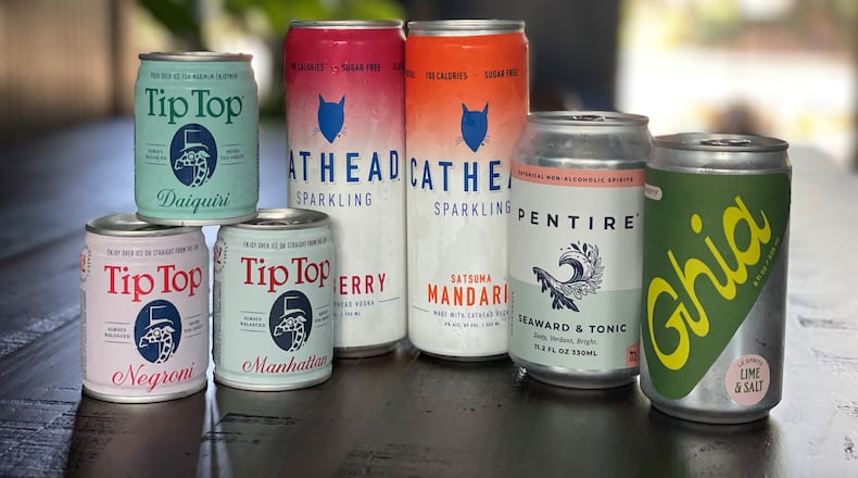 Here are a few of the canned cocktails currently available. Krista Slater for The Atlanta Journal-Constitution