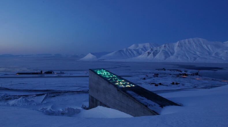 Pictured is the Svalbard Global Seed Vault in Norway.