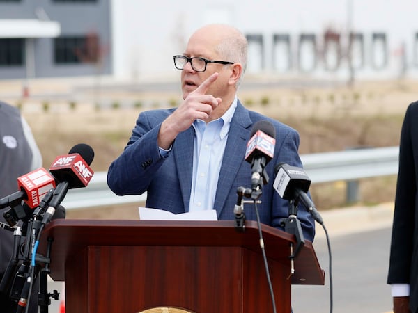 Social Circle City Manager Eric Taylor and local elected officials, expressed concerns about the proposed site for an ICE detention center on Monday, March 2, 2026. The city’s leaders worry about the facility's insufficient infrastructure. (Miguel Martinez/AJC)