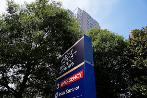 Emory University Hospital Midtown is seen on Thursday, May 15, 2025, in Atlanta. (AP Photo/Brynn Anderson)