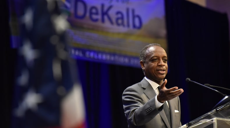 DeKalb County CEO Mike Thurmond was sworn into office Friday at the Maloof Auditorium in Decatur. HYOSUB SHIN / HYOSUB.SHIN@AJC.COM