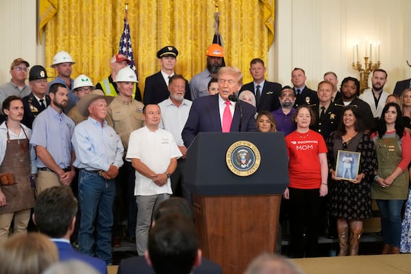 President Donald Trump speaks at an event to promote his domestic policy and budget agenda in the East Room of the White House, Thursday, June 26, 2025, in Washington. (AP Photo/Mark Schiefelbein)