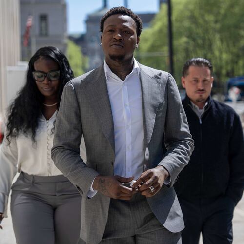 FILE - Miami Heat's Terry Rozier arrives at Brooklyn federal court, April 27, 2026, in New York. (AP Photo/Yuki Iwamura, File)