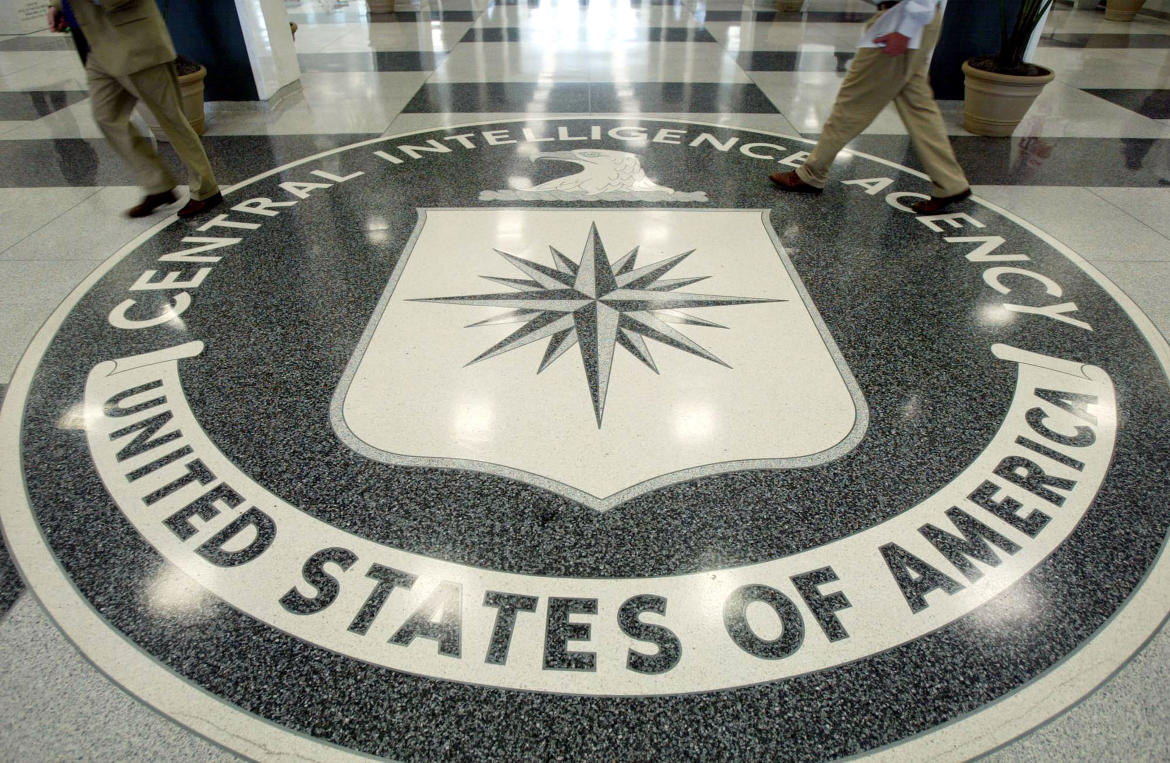 The CIA symbol is shown on the floor of CIA Headquarters, July 9, 2004, at CIA headquarters in Langley, Virginia. (Mark Wilson/Getty Images)