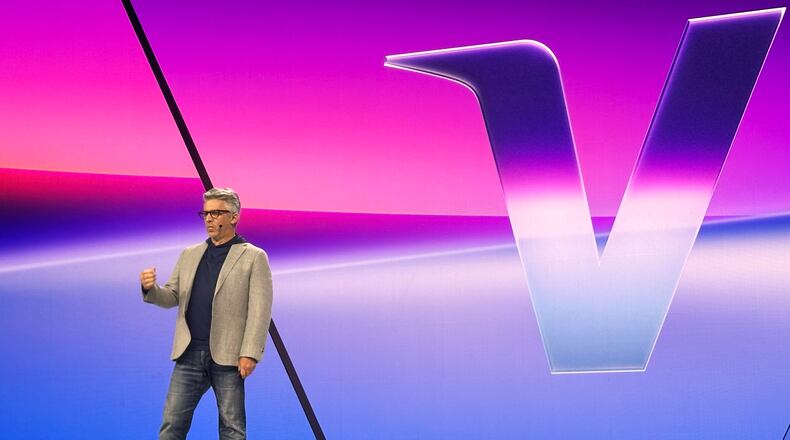 Jack Forestell, Visa's chief product and strategy officer, speaks at the Visa Payments Forum in San Francisco on Wednesday, June 10, 2026. (AP Photo/Barbara Ortutay)