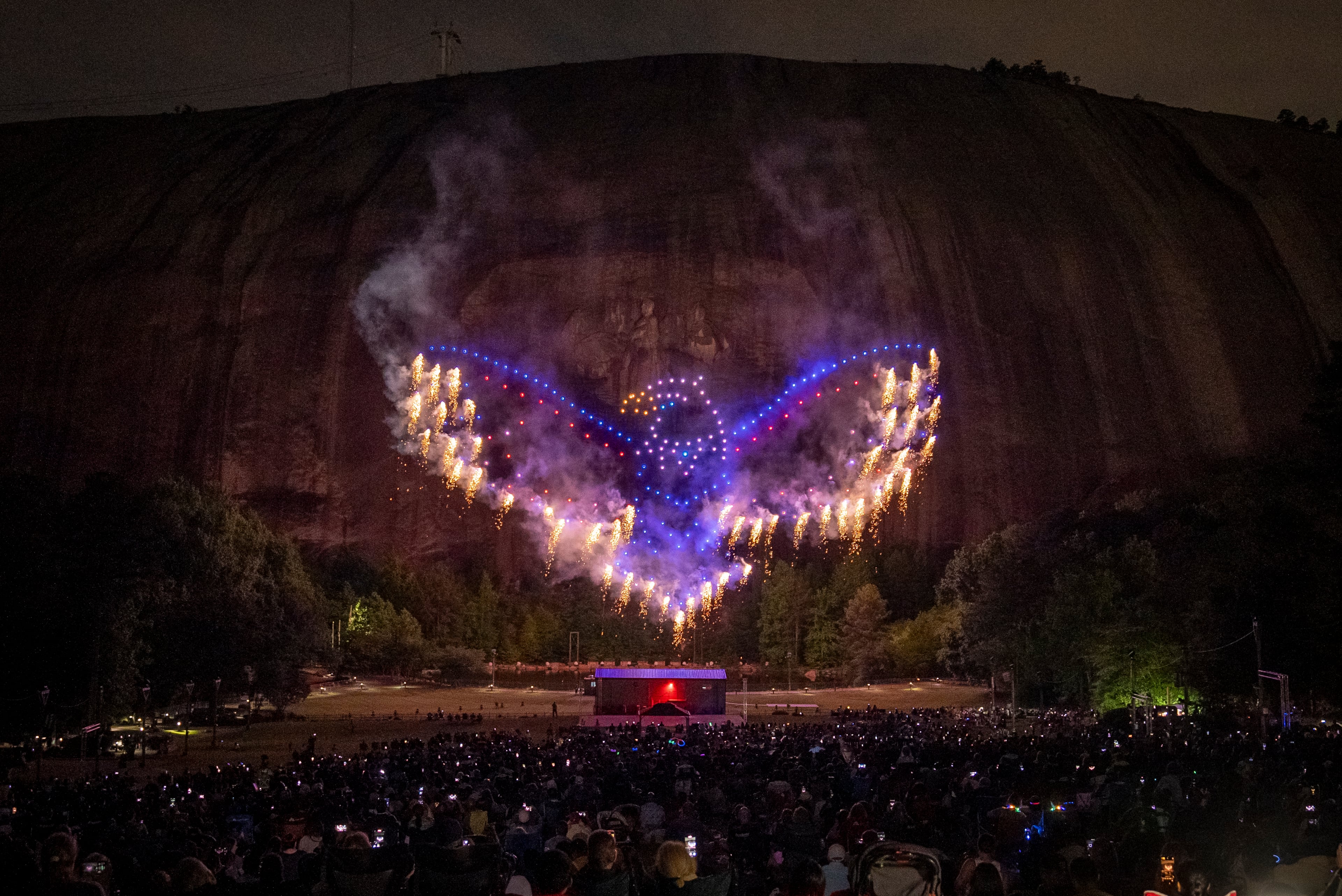 The Fantastic Fourth Celebration at Stone Mountain Park will feature a drone and light show creating the image of an eagle, with fireworks released from its wings and tail. A fireworks show will follow the display. (Courtesy of Stone Mountain Park)
