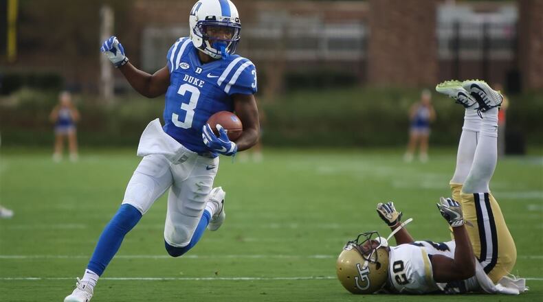 Duke wide receiver T.J. Rahming is one of 56 former McEachern players who played college football in 2018. McEachern had more players in college football this past season than any other Georgia school.