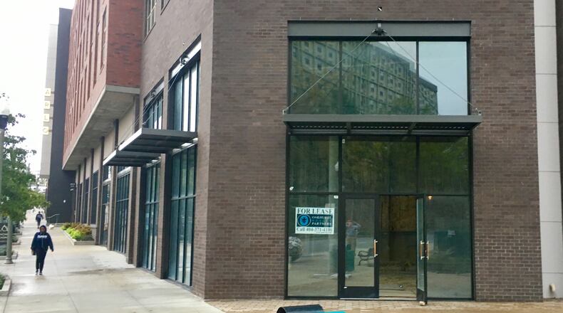 This is the last remaing open space in Decatur’s Arlo development, which began renting apartments in May, 2016 (now about 95 percent full). This 4400 square foot indoor space, plus an 1100 square foot patio (not shown) will house a still unamed Korean BBQ restaurant, scheduled to open next March or April. Bill Banks for the AJC