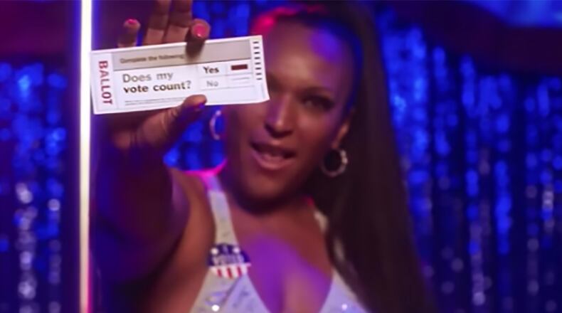 "Get Your Booty To The Poll" is a 2020 voting advertisement designed to appeal specifically to young Black men.  Black men ages 18 and 34 had the lowest turnout among any racial group in all four metro counties during the 2016 presidential election. (GoVote screengrab)