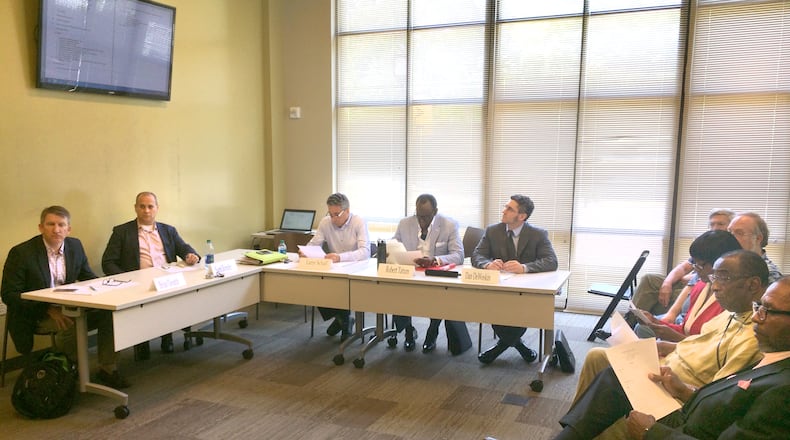 The DeKalb Board of Ethics considered a case against Judy Brownlee, the former chief of staff for Commissioner Sharon Barnes Sutton, on Wednesday. Citizens who filed the ethics complaint and others watched the proceeding. MARK NIESSE / MARK.NIESSE@AJC.COM