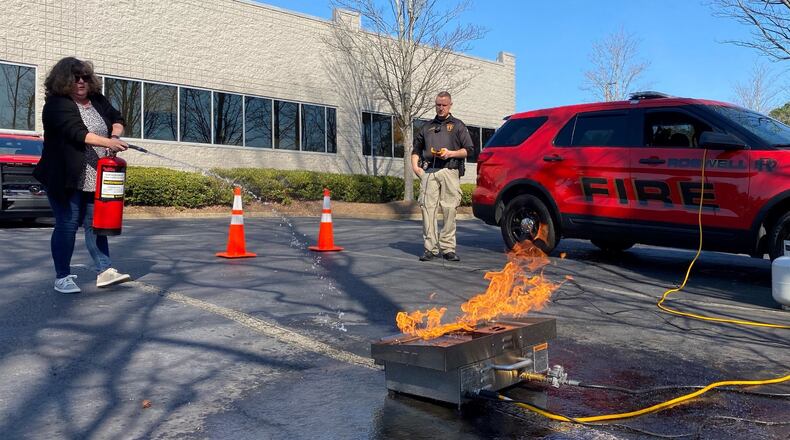 The Roswell Fire Department is offering local businesses and community groups proper fire extinguisher training. (Courtesy Roswell Fire Department)