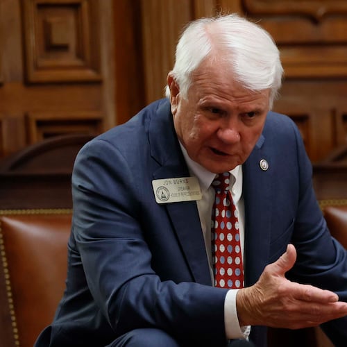 House Speaker Jon Burns, R-Newington, is seen in the morning hours during the fifth day of a special legislative session at the Capitol in Atlanta on Tuesday, June 23, 2026. (Miguel Martinez/AJC)