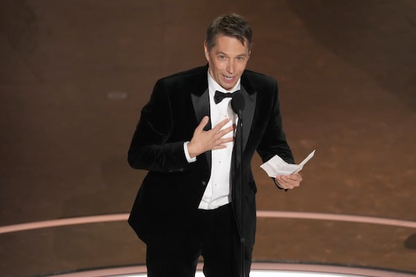 FILE - Sean Baker accepts the award for best director for "Anora" during the Oscars on March 2, 2025, in Los Angeles. (AP Photo/Chris Pizzello, File)