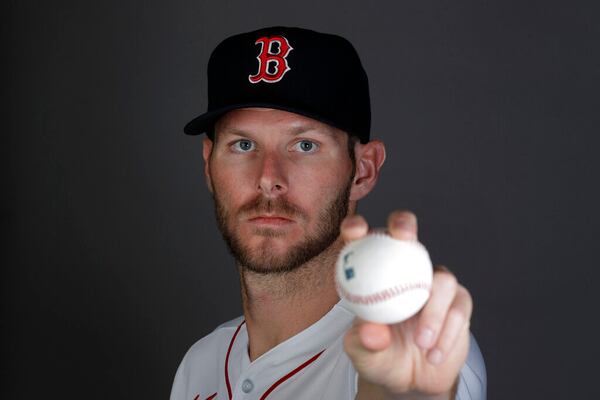 This is a 2020 photo of Chris Sale of the Red Sox baseball team. This image reflects the 2020 active roster as of Feb. 19, 2020 when this image was taken. (AP Photo/John Bazemore)