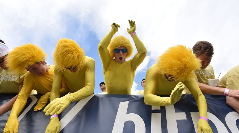 Georgia Tech Yellow Jackets fans cheer before their game against the Tulane Green Wave at Bobby Dodd Stadium on Saturday, September 12, 2015. HYOSUB SHIN / HSHIN@AJC.COM