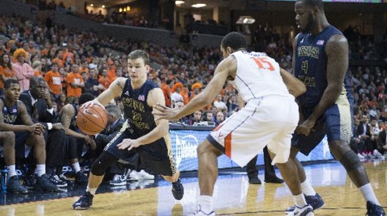 Georgia Tech guard Travis Jorgenson was 1-for-5 shooting with one assist against Virginia Thursday. (ASSOCIATED PRESS)
