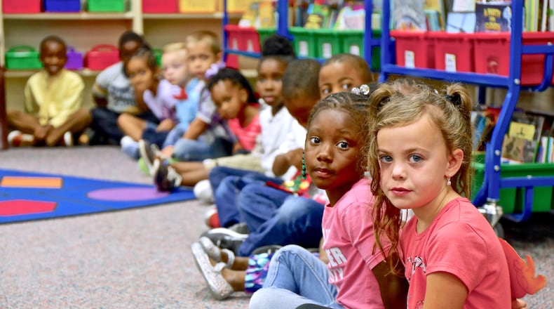 Children in their first grade classroom in South Carolina