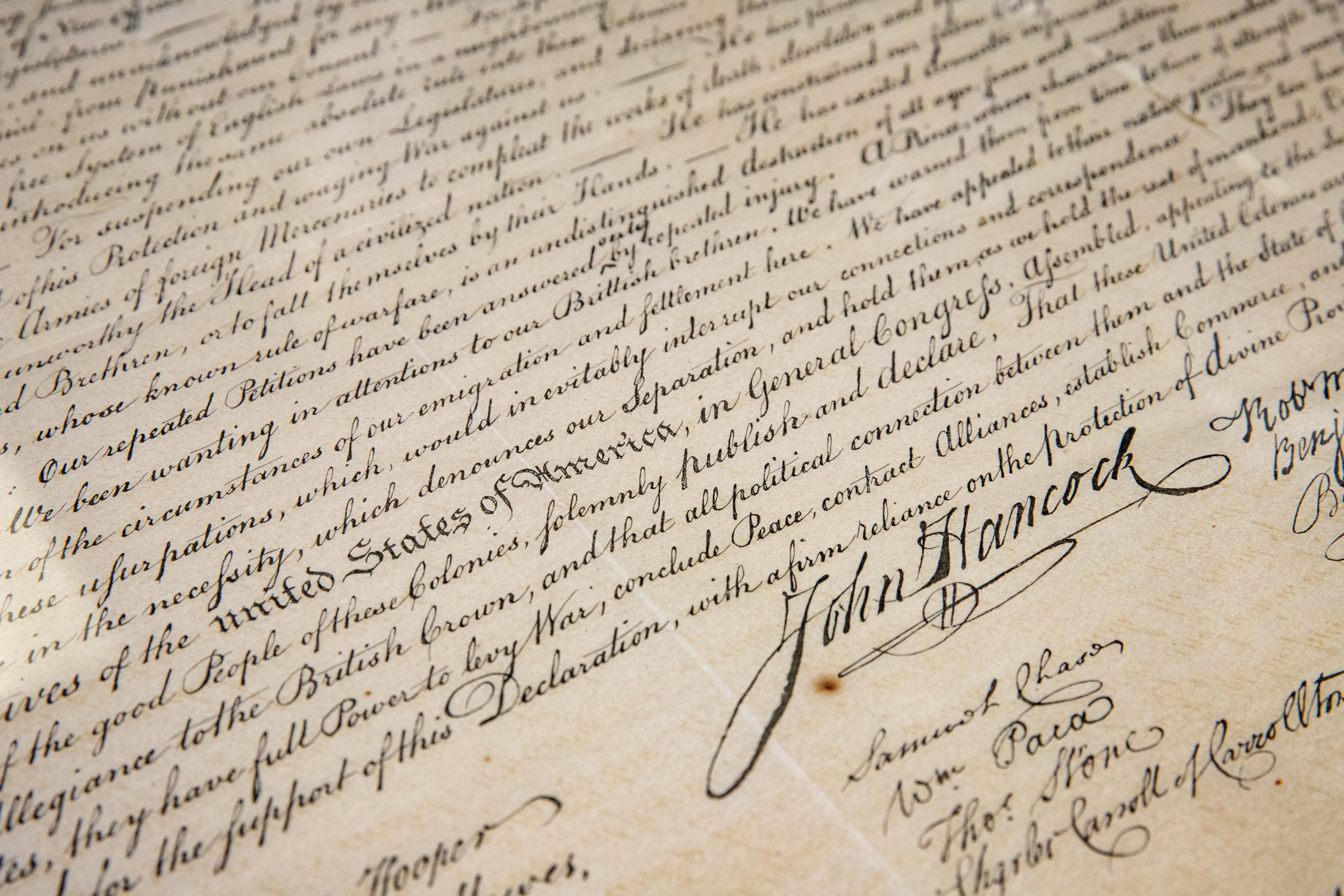 Kennesaw State University prepares to send a rare 1843 copy of The Declaration of Independence to professional restoration on Friday, June 9, 2023. (Jenni Girtman for the AJC)