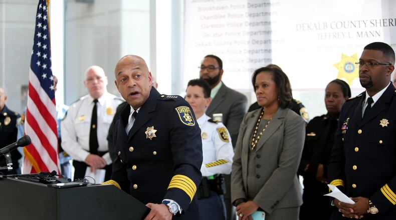 May 24, 2014 - Milton, Ga: DeKalb County Sheriff Jeffrey L. Mann hosts a news conference about Operation Safe DeKalb at the DeKalb County Sheriff’s Office Administration Building. Mann was arrested over the weekend and charged with indecency and obstruction. PHOTO / JASON GETZ