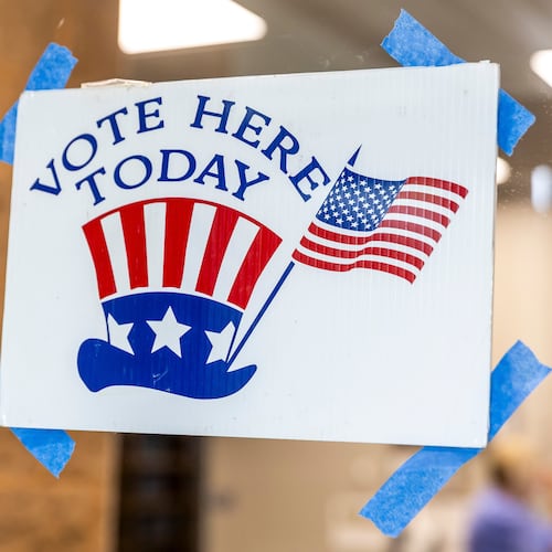 Michigan residents turn out to vote in the midterm elections at Brookside Christian Reformed Church in Grand Rapids, Mich., on Tuesday, Aug. 4, 2026. (Isaac Ritchey/The Grand Rapids Press via AP)