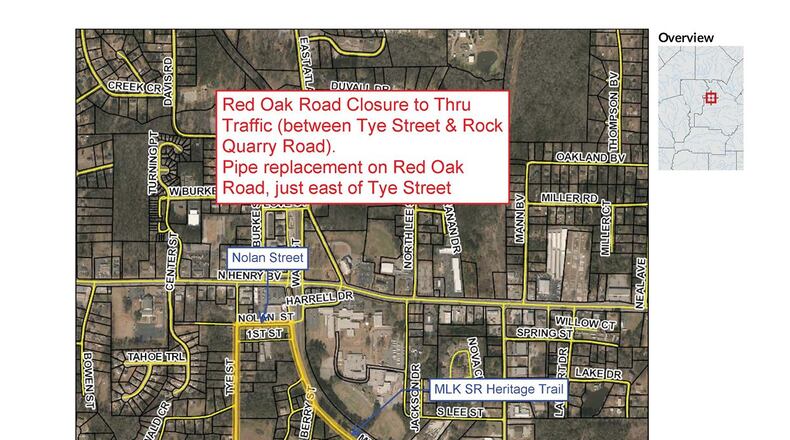 The suggested detour routes around Tye Street.