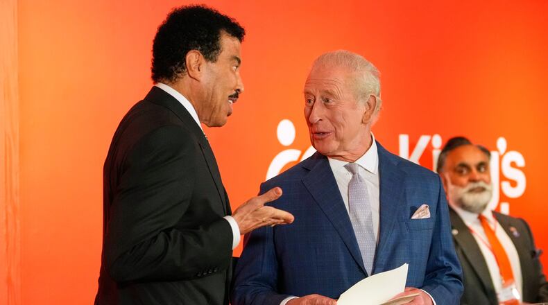 Lionel Richie speaks with Britain's King Charles III during a cultural reception Wednesday, April 29, 2026, in New York. (AP Photo/Yuki Iwamura, Pool)