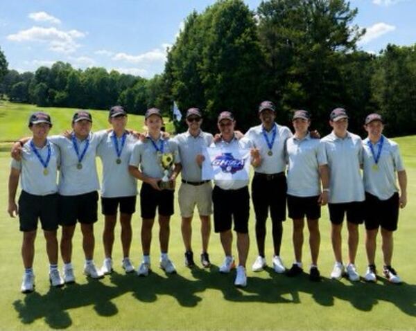 The Lambert boys won their second state golf championship at Bentwater Country Club on May 19, 2026. (Courtesy of GHSA)
