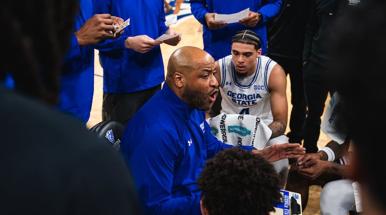 Georgia State coach Jonas Hayes saw his team fall to 12-16. (Photo by Daniel Wilson)