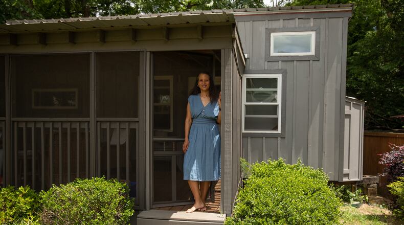 Cabbagetown resident Nadia Giordani rents a tiny home in her backyard. She'll soon open the booking window for the 2026 FIFA World Cup. (Riley Bunch/AJC)