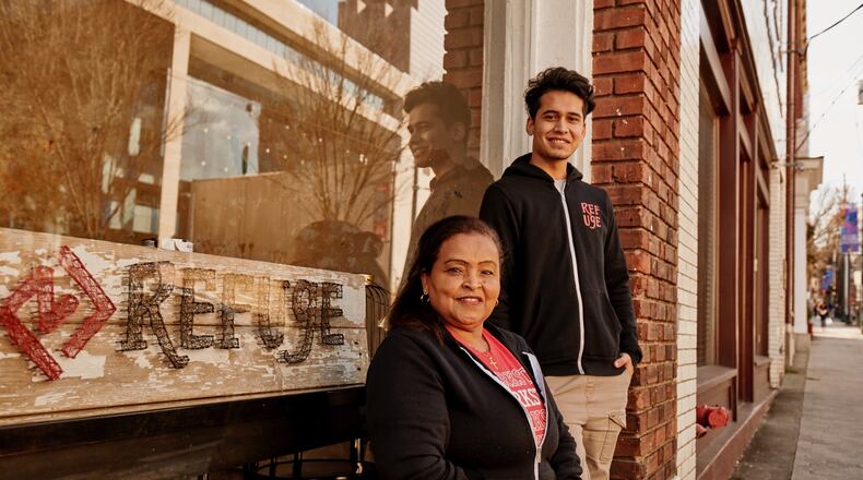 Refuge Coffee Co. employees outside the nonprofit's new location on Auburn Avenue.