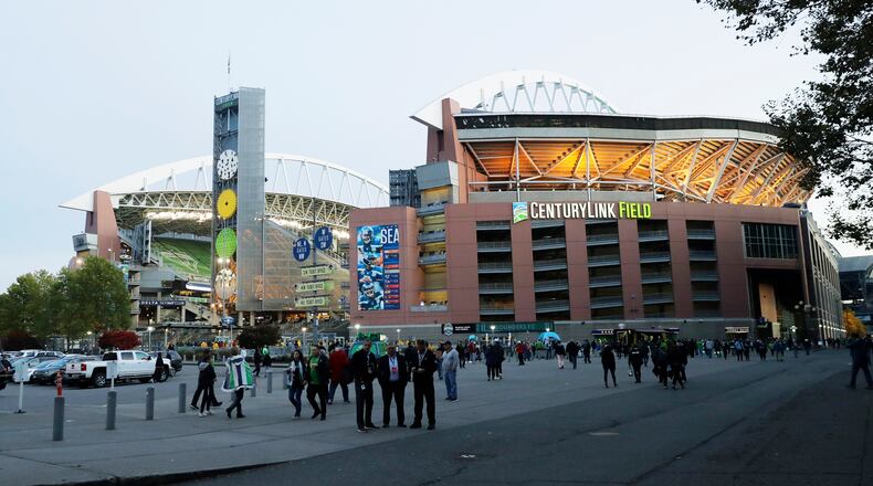 CenturyLink Field is shown before an MLS match between the Seattle Sounders and Real Salt Lake, Wednesday, Oct. 23, 2019, in Seattle.