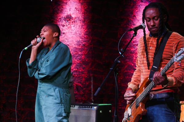 Upchuck's KT Thompson (left) and Ausar Ward perform during a sound check at the EARL in Atlanta on Wednesday, Dec. 31, 2025. (Abbey Cutrer/AJC)