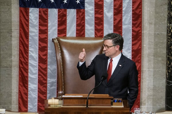 Speaker of the House Mike Johnson, R-La., prepares to gavel in the House chamber for final passage of President Donald Trump's signature bill of tax breaks and spending cuts, at the Capitol, Thursday, July 3, 2025, in Washington. (AP Photo/Rod Lamkey, Jr.)