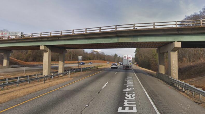 The Old Stagecoach Road Bridge (shown here before reconstruction) over I-85 in Franklin County opened to traffic June 26, almost two weeks ahead of schedule. (Google Maps)