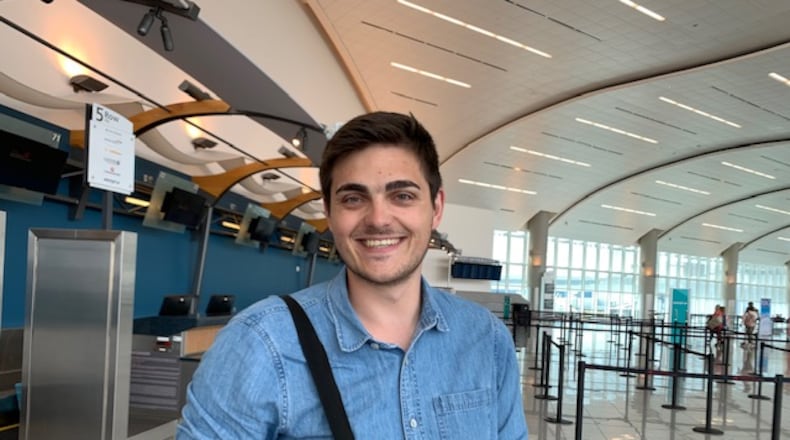 Jan Siefert, a mechanical engineering student from Germany who has been studying at Auburn, drove to Hartsfield-Jackson International Airport on Saturday to try to reschedule his flight back to Heidelberg. (Photo: Yamil Berard/AJC)