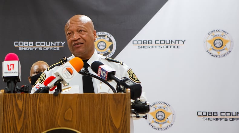 Cobb Sheriff Craig Owens speaks during a press conference announcing the end of Cobb County's participation in the Federal 287(G) Program on Tuesday, January 19, 2021, at the Cobb County Sheriff's Office in Marietta, Georgia. The Federal 287(G) Program was a collaboration between the sheriff's department and Immigration and Customs Enforcement (ICE). CHRISTINA MATACOTTA FOR THE ATLANTA JOURNAL-CONSTITUTION