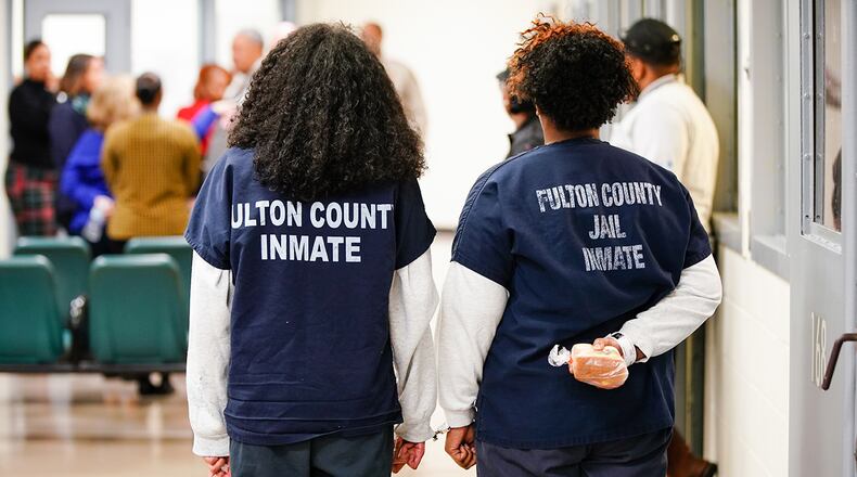 Inmates are seen during a tour of the Fulton County Jail on Monday, December 9, 2019, in Atlanta. (Elijah Nouvelage/Special to the Atlanta Journal-Constitution)