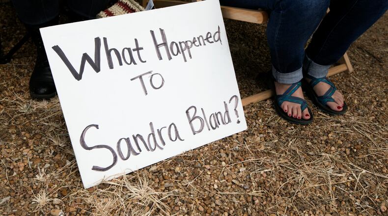 A sign at the Waller County Jail in Hempstead on Friday July 17, 2015, during a rally to protest the death Sandra Bland, who was found dead in the jail. JAY JANNER / AMERICAN-STATESMAN