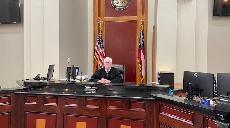 Duluth Chief Judge and Court Administrator Charles L. Barrett, III on the bench in Municipal Court. PHOTO BY KAREN HUPPERTZ FOR THE AJC