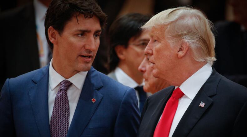 Canadian Prime Minister Justin Trudeau (left) met with President Donald Trump (r) during the G20 summit earlier this month.