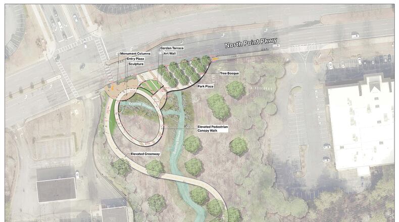 The North Fulton Community Improvement District recently approved an additional $200,000 to partner with Alpharetta on the design of the Encore Park Gateway and Greenway Extension project. (Courtesy North Fulton CID)