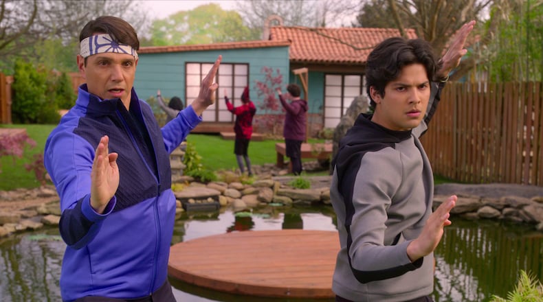 Ralph Macchio (left) stars as Daniel LaRusso and Xolo Maridueña as Miguel Diaz in "Cobra Kai." Photo courtesy of Netflix