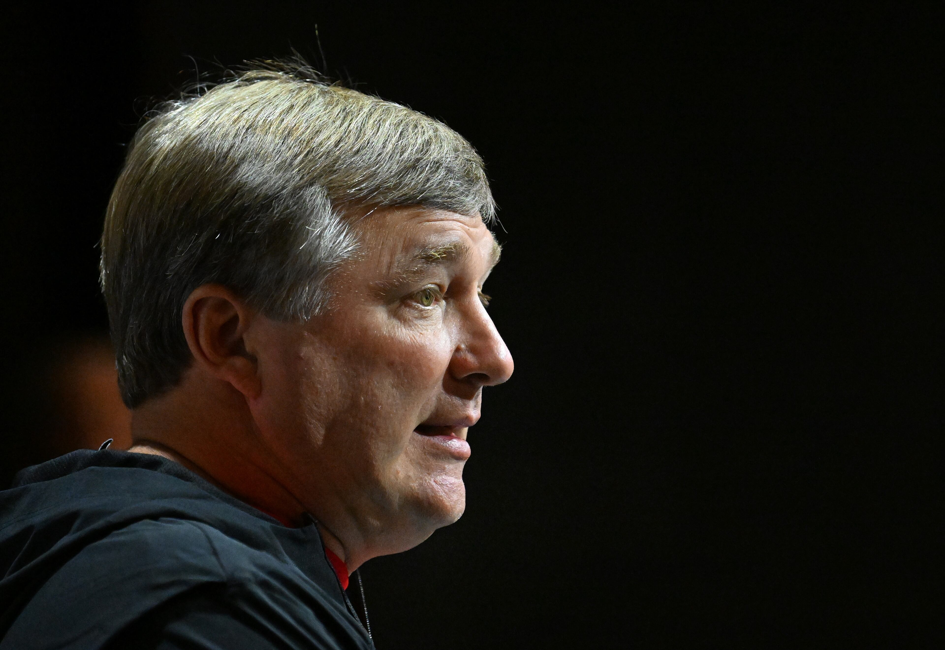 Georgia football head coach Kirby Smart speaks to members of the press during a press conference ahead of their football practice at the Butts-Mehre Building, Thursday, July 31, 2025, in Athens. (Hyosub Shin / AJC)