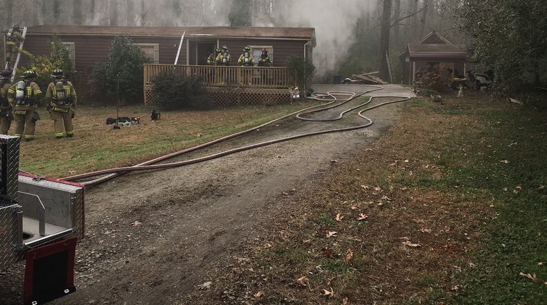A man was burned in a Sunday fire in the 3900 block of Flat Creek Road.