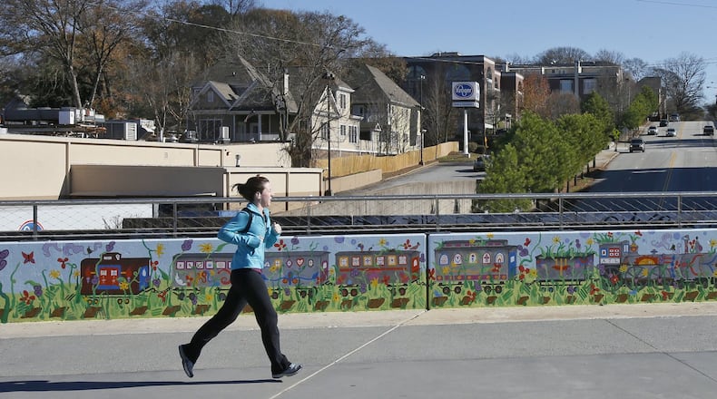 The Atlanta Beltline Eastside trail, south of Ponce de Leon, crossing over North Avenue. AJC file photo