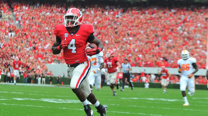 Georgia running back Keith Marshall has 759 rushing yards on 117 attempts and 8 touchdowns his freshman season.