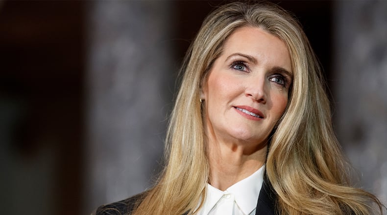 Sen. Kelly Loeffler, R-Ga., arrives for a re-enactment of her swearing-in, Monday Jan. 6, 2020, on Capitol Hill in Washington. (AP Photo/Jacquelyn Martin)