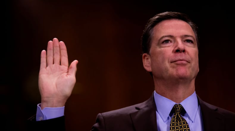 WASHINGTON, DC - MAY 3:  Director of the Federal Bureau of Investigation, James Comey testifies in front of the Senate Judiciary Committee during an oversight hearing on the FBI on Capitol Hill May 3, 2017 in Washington, DC. Comey is expected to answer questions about Russian involvement into the 2016 presidential election.   (Photo by Eric Thayer/Getty Images)