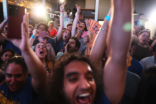 Supporters of Democratic mayoral candidate Zohran Mamdani cheer before he takes the stage at his primary election party, Wednesday, June 25, 2025, in New York. (AP Photo/Heather Khalifa)